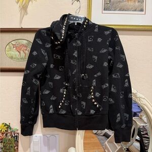 Abbey Dawn Inspired VH1 Vintage Record Logo Hoodie Sz M Custom Hand Studded Y2K.